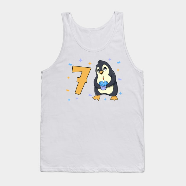 I am 7 with penguin - kids birthday 7 years old Tank Top by Modern Medieval Design